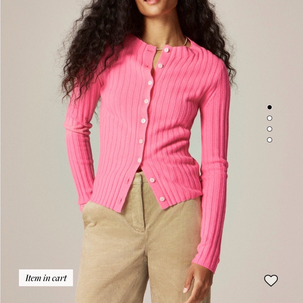 NWT J. Crew Wide-Rib Cashmere Cardigan in Neon Capri, Size XS - current season